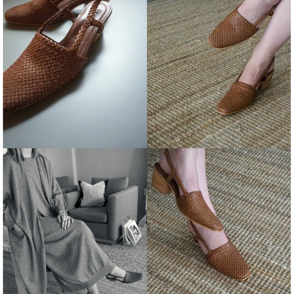 St. Agni Shoes - St. Agni Elegant Brown Woven Slingback Shoes